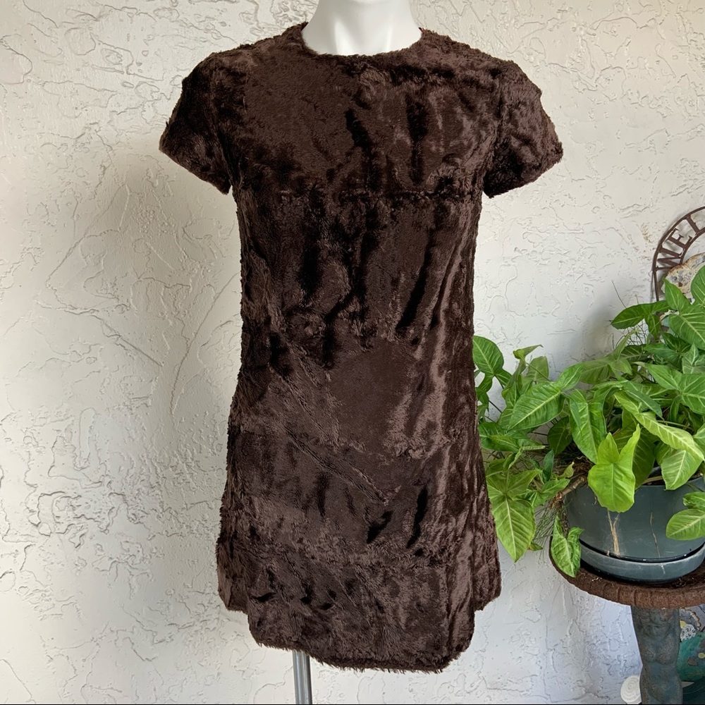 60s Faux Crushed Fur Dress Beatnik MicroMini